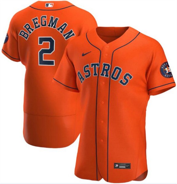 Men's Houston Astros #2 Alex Bregman Orange Flex Base Stitched Jersey